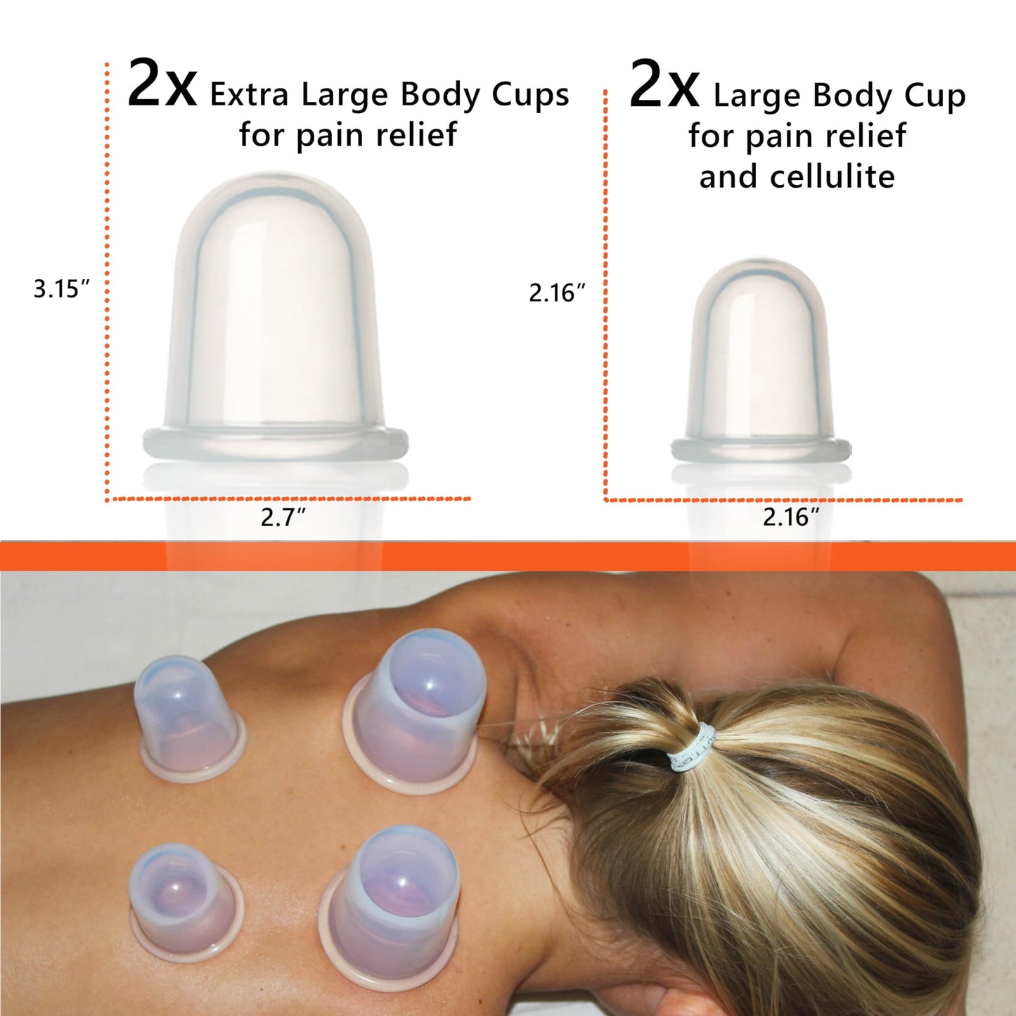 DoSensePro Cupping Kit - Silicone Massage Therapy Cups (4 cups: 2 XL & 2 L)
