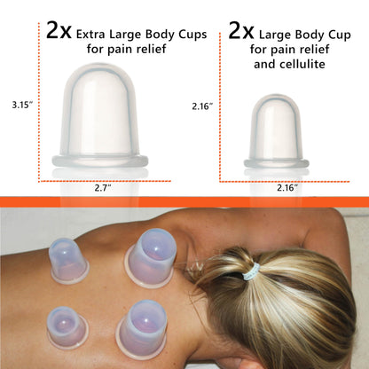 DoSensePro Cupping Kit - Silicone Massage Therapy Cups (4 cups: 2 XL & 2 L)