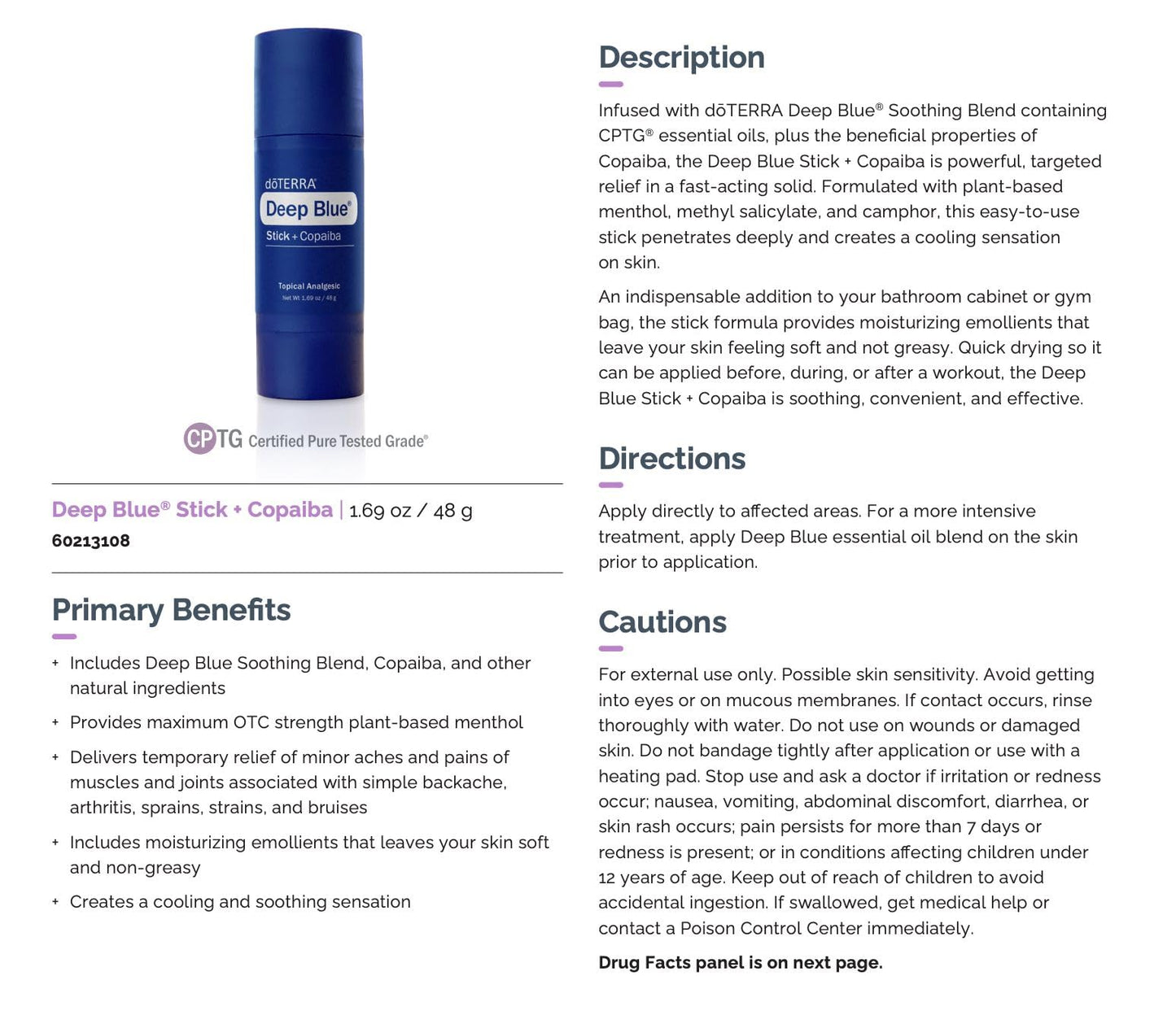 doTERRA Deep Blue Stick - 2 Pack | Fast-Acting Soothing Relief
