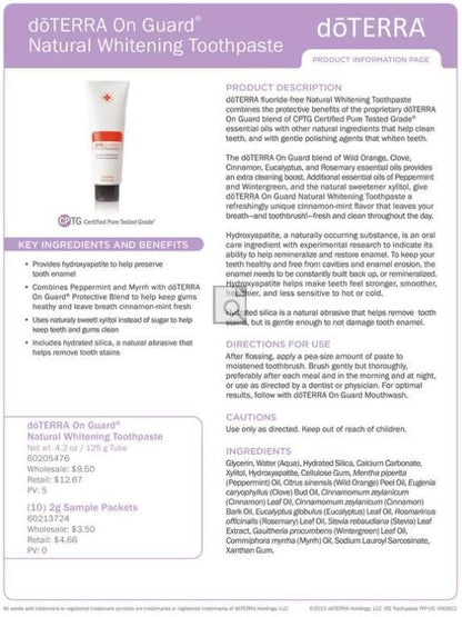 dōTERRA On Guard® Natural Whitening Toothpaste 4.2oz (2 Pack) – Enamel-Safe, Fresh Breath
