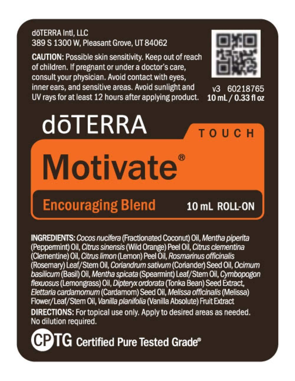doTERRA Motivate Touch Roller — Uplift & Focus Essential Oil Blend