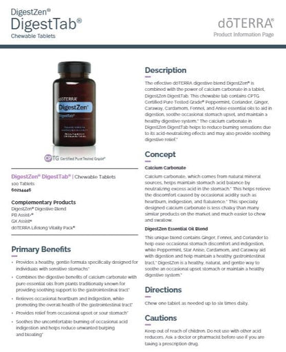 doTERRA DigestZen DigestTab - 100 Chewable Tablets | Digestive Support