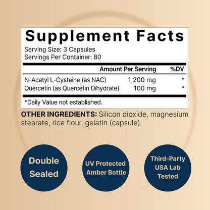2 Pack NAC with Quercetin – 1200mg/Serving, 480 Capsules | Non-GMO