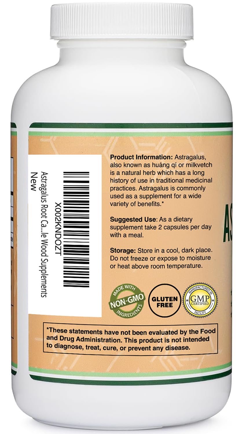 Double Wood Supplements Astragalus Immune Support 500mg – 180 Capsules Pack of 2 | Non-GMO, Gluten Free, Third-Party Tested