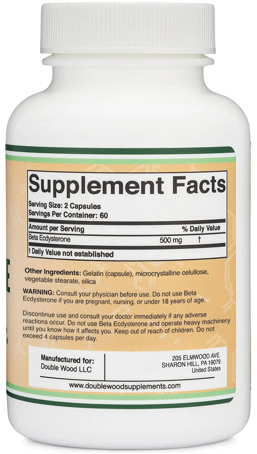 Double Wood Beta Ecdysterone Supplement - 500mg per Serving, 60 Servings, Non-GMO & Gluten Free BritishVita | Premium UK Vitamins & Wellness Supplements