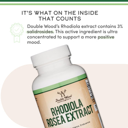 Rhodiola Rosea 500mg – 120 Vegan Capsules | 3% Salidrosides | Gluten Free