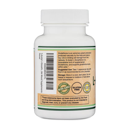 S-Acetyl L-Glutathione Capsules 100mg, 60 Count – Acetylated Glutathione by Double Wood
