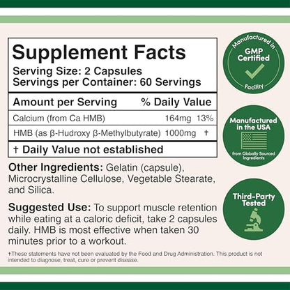 Double Wood HMB Supplement – 120 Capsules, 1000mg per Serving, Third-Party Tested