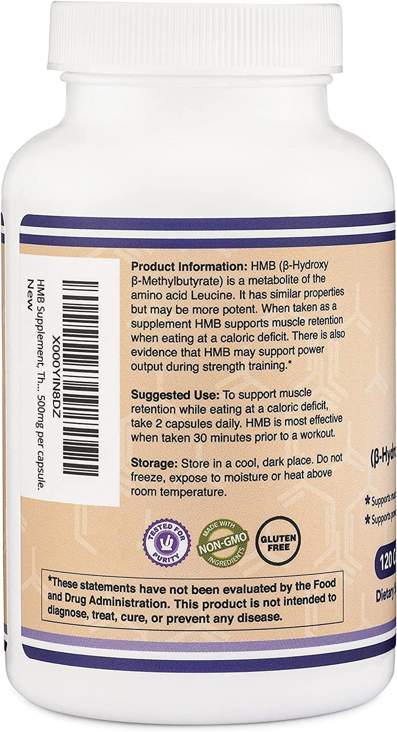 Double Wood HMB Supplement – 120 Capsules, 1000mg per Serving, Third-Party Tested