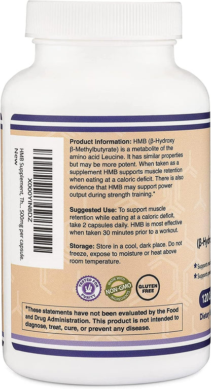 Double Wood HMB Supplement – 120 Capsules, 1000mg per Serving, Third-Party Tested