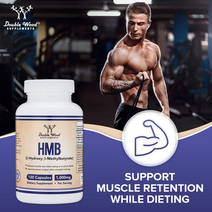 Double Wood HMB Supplement – 120 Capsules, 1000mg per Serving, Third-Party Tested