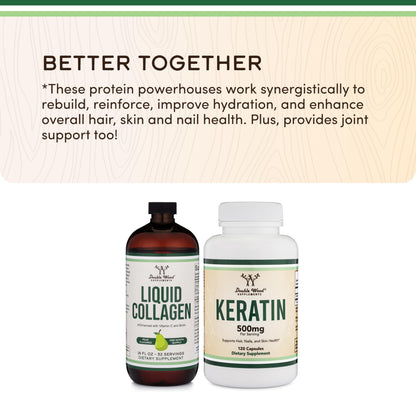 Double Wood Premium Liquid Collagen 2500mg + Biotin - 32 Servings (Grass-Fed, Sugar Free Pear)