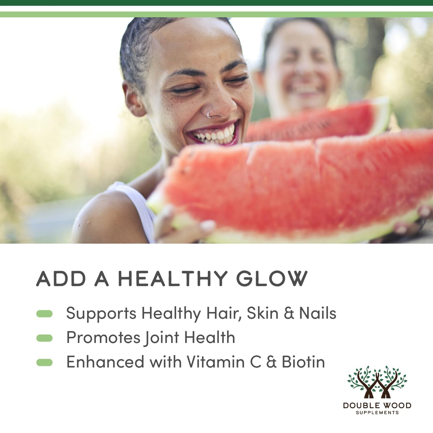 Double Wood Premium Liquid Collagen 2500mg + Biotin - 32 Servings (Grass-Fed, Sugar Free Pear)