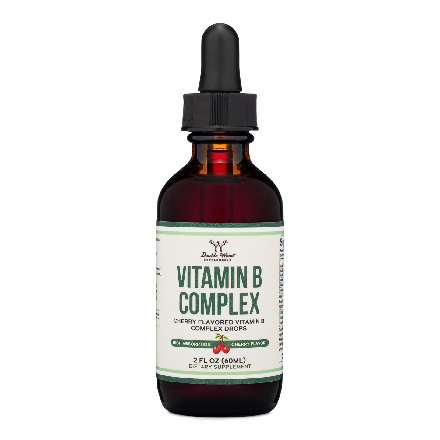 Double Wood Liquid Vitamin B Complex – 2 Month Supply | Max Absorption | Cherry