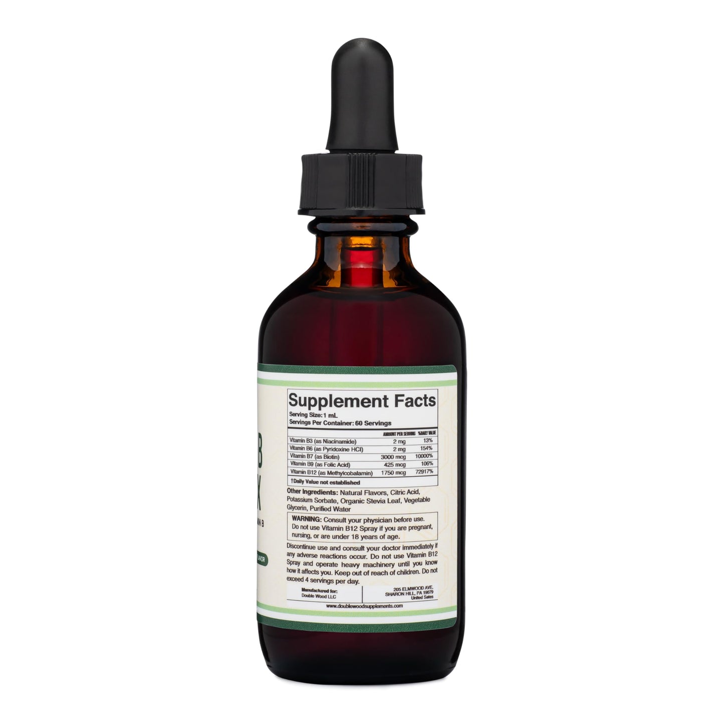 Double Wood Liquid Vitamin B Complex – 2 Month Supply | Max Absorption | Cherry