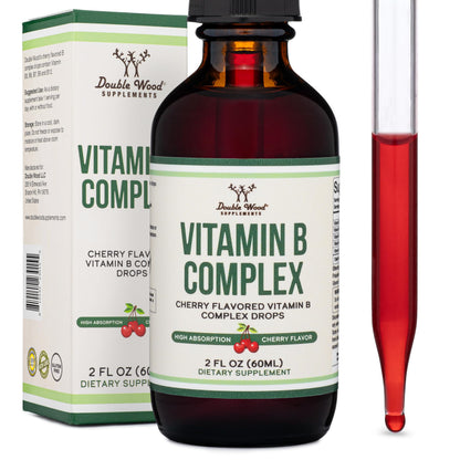 Double Wood Liquid Vitamin B Complex – 2 Month Supply | Max Absorption | Cherry