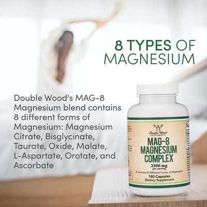 MAG-8 Magnesium Complex 180 Capsules – 426 mg Elemental Magnesium | 100% DV | Double Wood