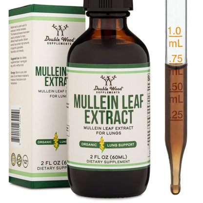Double Wood Mullein Leaf Drops for Lungs – 2 oz, 60 Servings, Supports Respiratory Health