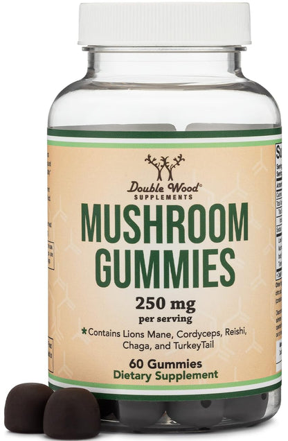 Double Wood Mushroom Gummies 60-Count – 2,500mg Immune Support