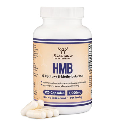 Double Wood HMB Supplement – 120 Capsules, 1000mg per Serving, Third-Party Tested