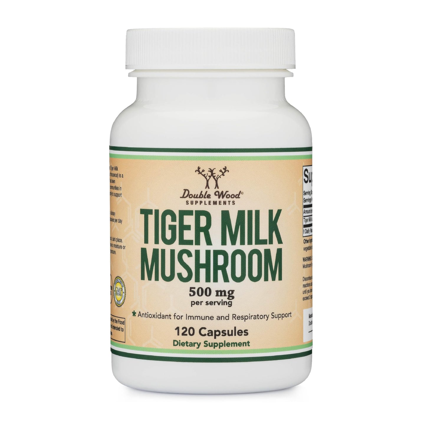Double Wood Tigers Milk Mushroom 500mg – 120 Capsules | Respiratory & Lung Health