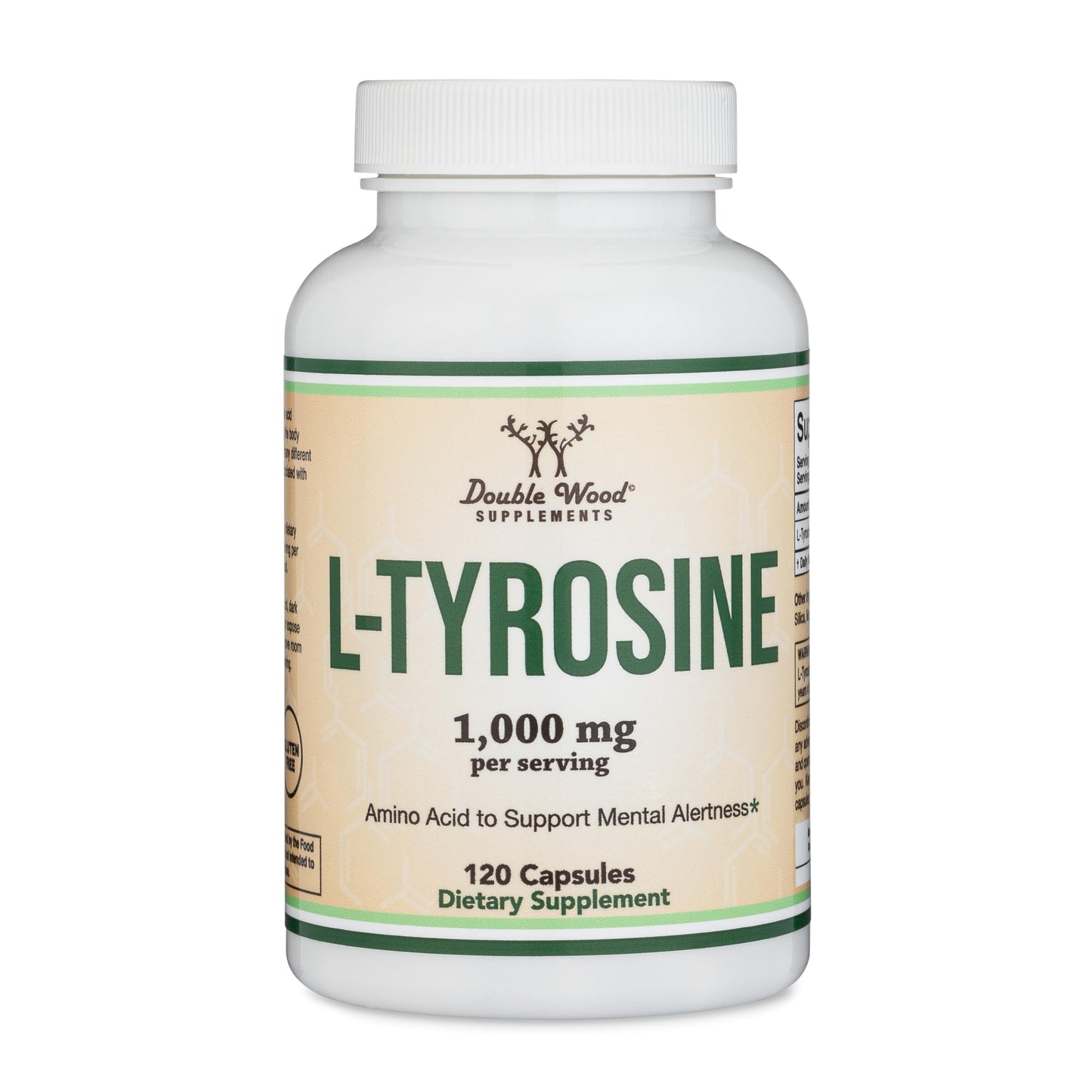 L-Tyrosine 1000mg per Serving – 120 Veggie Capsules (2-Pack) | Double Wood