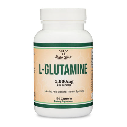 L Glutamine Capsules 1000mg – Pack of 2 (120 Caps) | Non-GMO, Gluten Free, Keto, Vegan | Double Wood