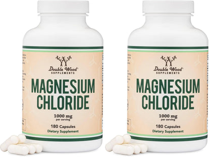 Double Wood Magnesium Chloride – 180 Capsules, 1000 mg per Serving, Supports Digestive & Bone Health – Non-GMO & Gluten Free (Pack of 2) BritishVita | Premium UK Vitamins & Wellness Supplements