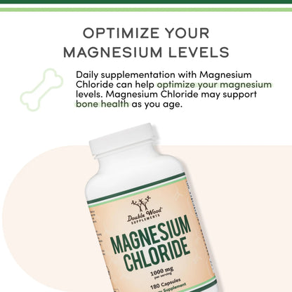 Double Wood Magnesium Chloride – 180 Capsules, 1000 mg per Serving, Supports Digestive & Bone Health – Non-GMO & Gluten Free (Pack of 2) BritishVita | Premium UK Vitamins & Wellness Supplements