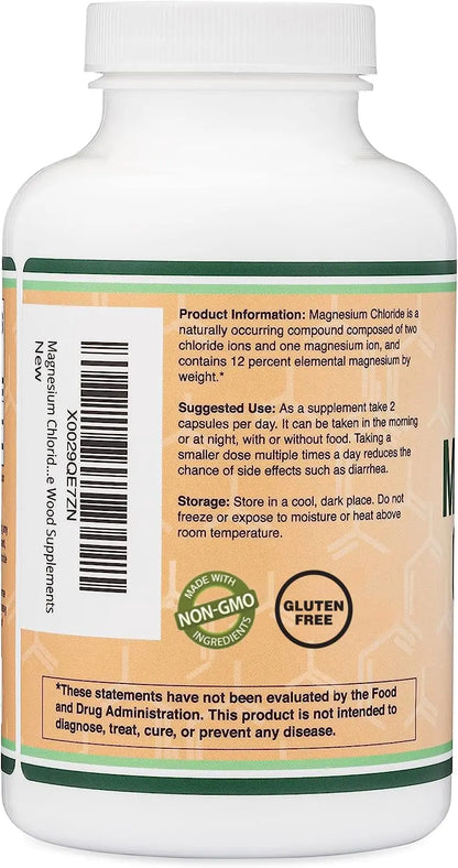 Double Wood Magnesium Chloride – 180 Capsules, 1000 mg per Serving, Supports Digestive & Bone Health – Non-GMO & Gluten Free (Pack of 2) BritishVita | Premium UK Vitamins & Wellness Supplements