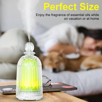 DOUDING 120ml Glass Essential Oil Diffuser | Auto Shut-Off, 7-Color LED, White Base