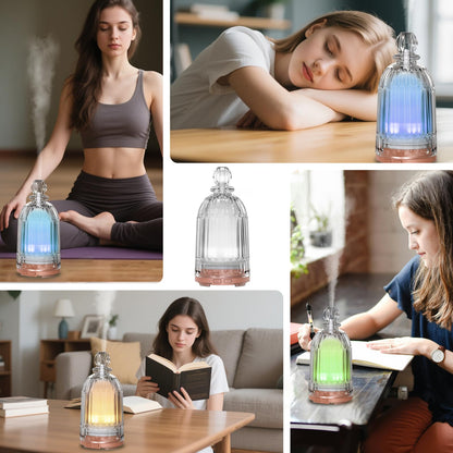 DOUDING 120ml Glass Essential Oil Diffuser | Auto Shut-Off, 7-Color LED | Bronze Base