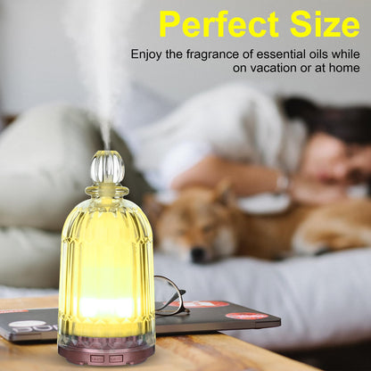 DOUDING 120ml Glass Essential Oil Diffuser | Auto Shut-Off, 7-Color LED | Bronze Base