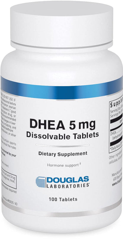 Douglas Laboratories DHEA 5 mg Dissolvable Tablets | Hormone Balance, Immunity & Bone Health – Non-GMO, 100 Tablets