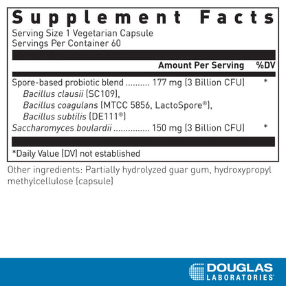 Douglas Laboratories Multi-Probiotic Spore + SBC – GI & Immune Support | 60 Vegetarian Capsules*