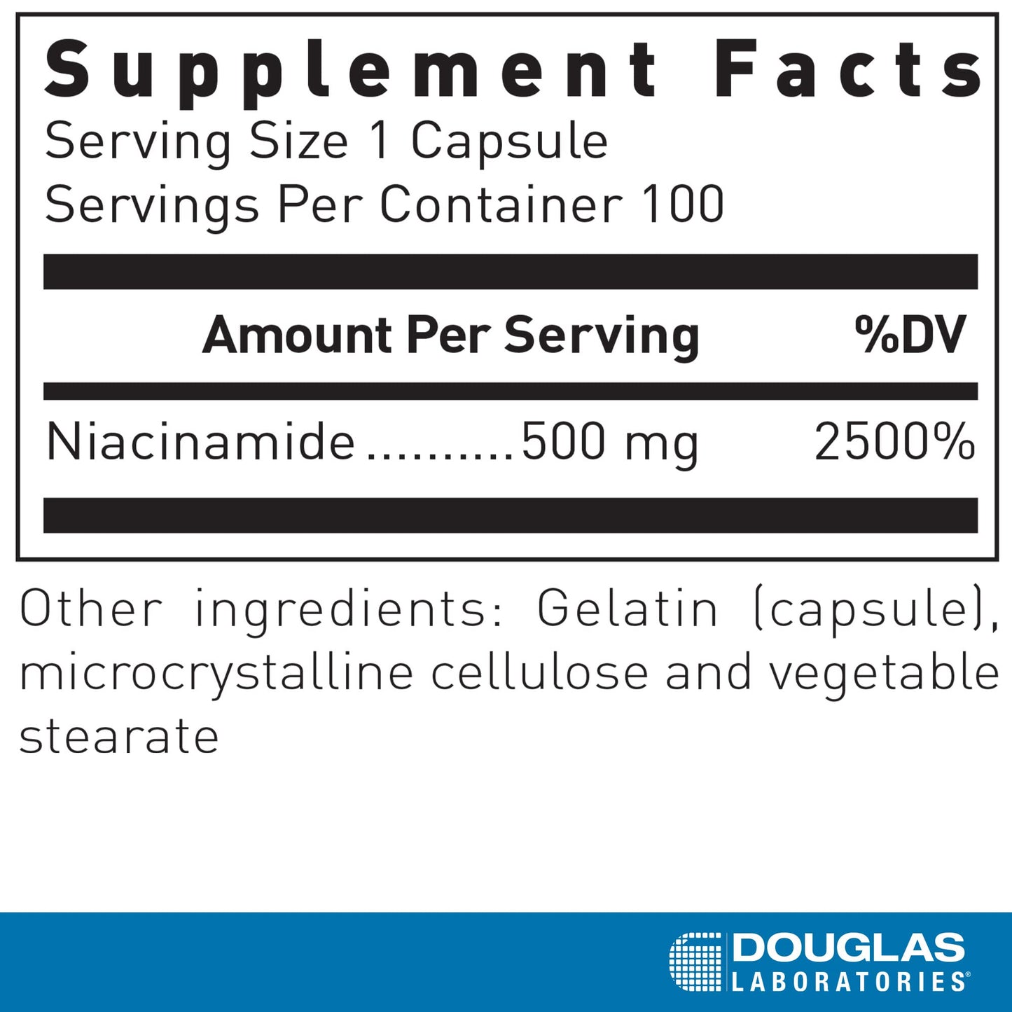 Douglas Laboratories Niacinamide (Vitamin B3) - Cardiovascular Support | 100 Caps