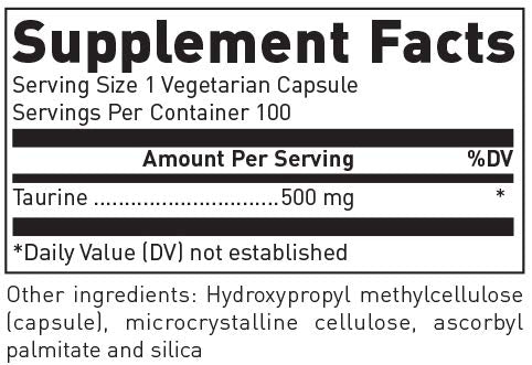 Douglas Laboratories Taurine 500 mg - 100 Capsules | Supports Brain, Heart & Retina