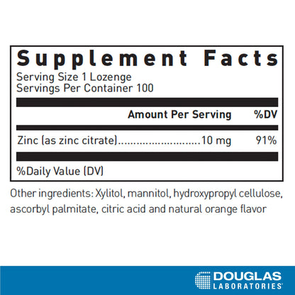 Douglas Laboratories Zinc Lozenges – Immune Support, 10 mg, 100 Lozenges, Natural Orange