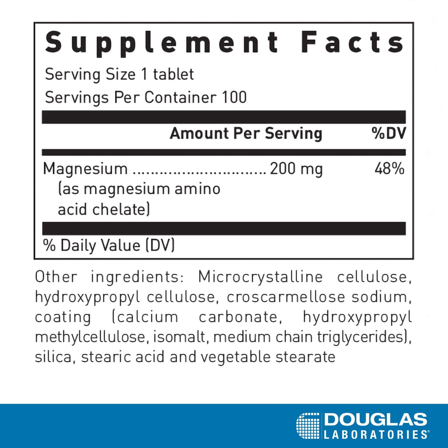 Douglas Laboratories Amino-Mag 200 Magnesium Supplement – 100 Tablets