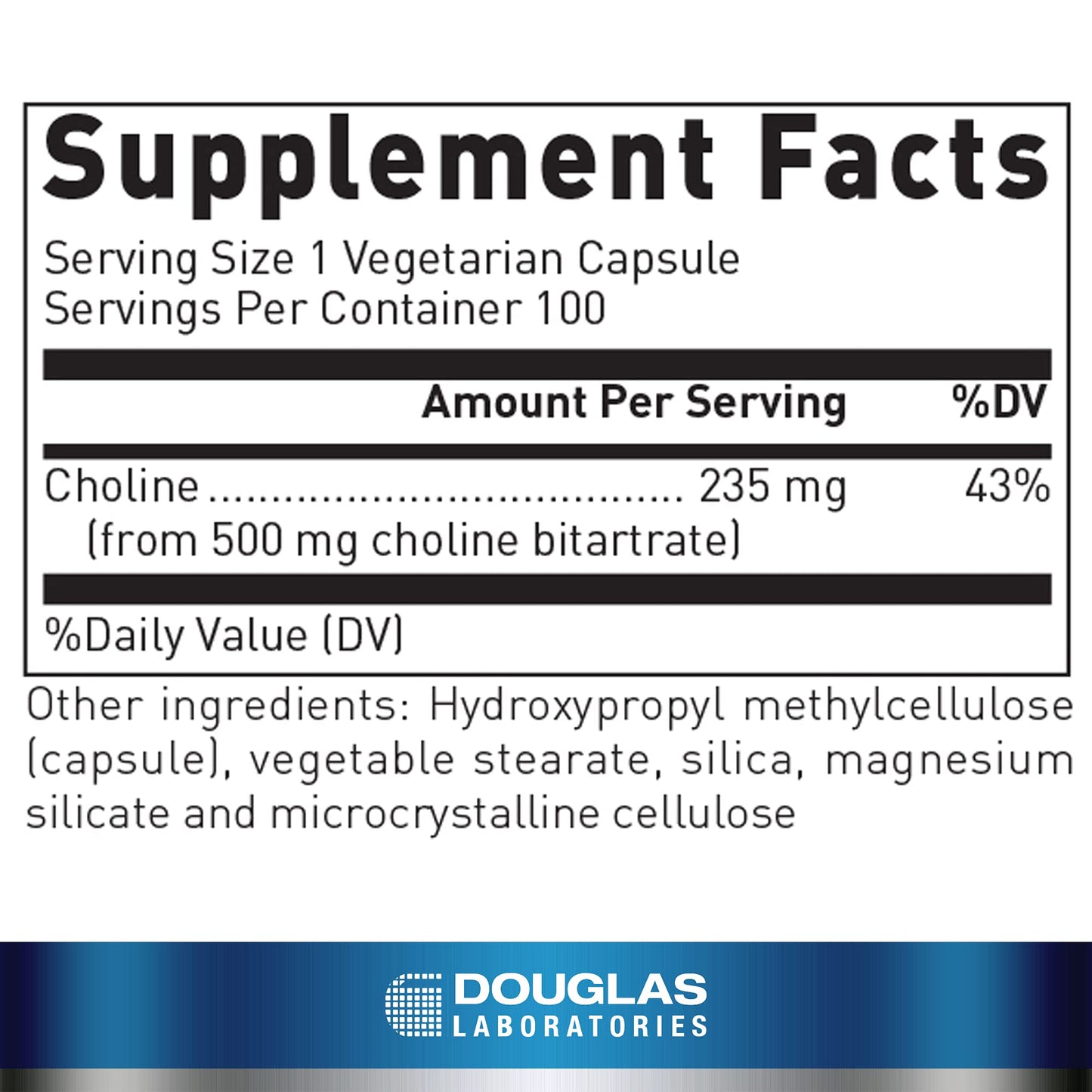 Douglas Laboratories Choline Bitartrate | Supplement to Support Liver, Neurological and Heart Health, Mental Focus, and Nervous System* | 100 Capsules