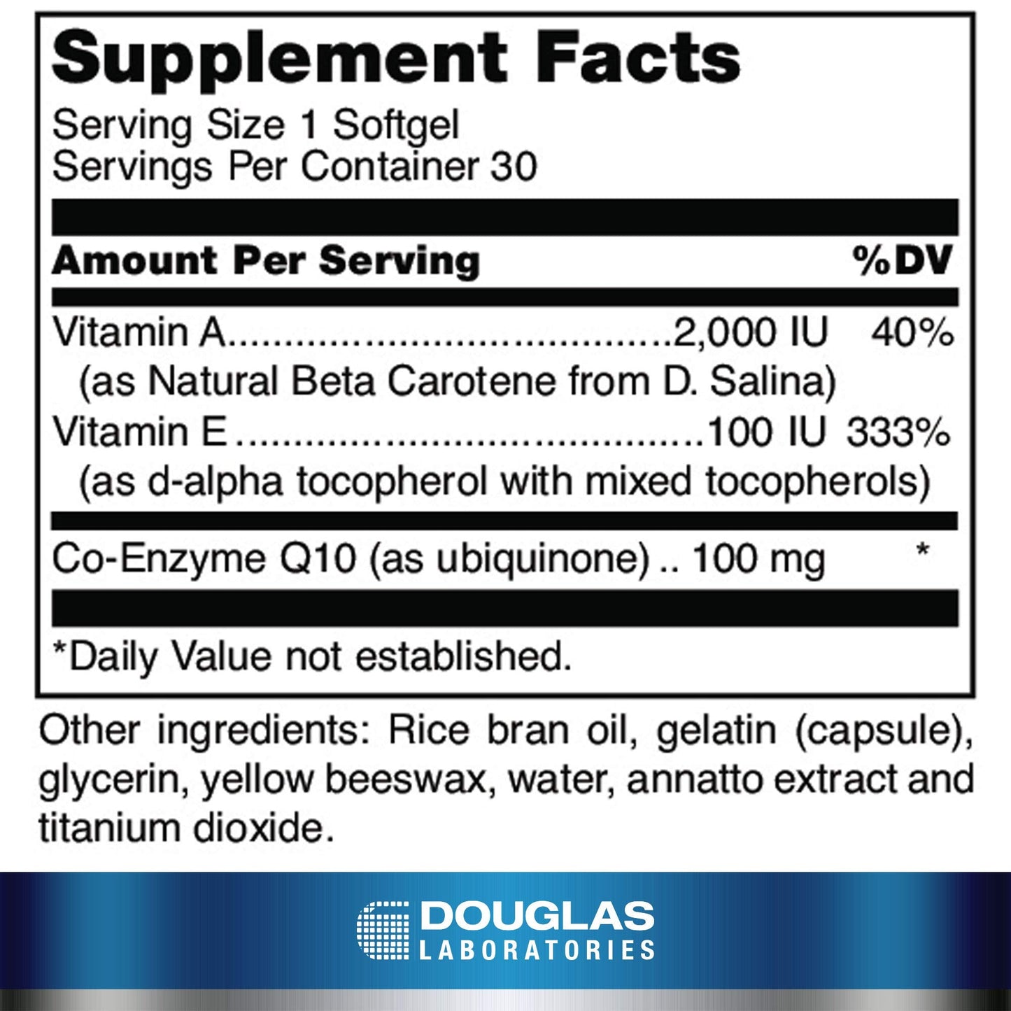 Douglas Laboratories CoQ10 Plus Vitamin A & E – 30 Softgels | Energy & Cellular Support
