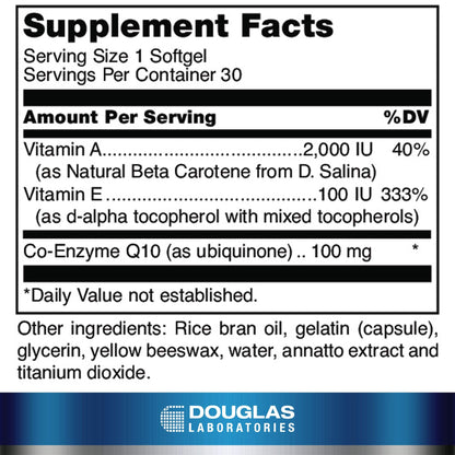 Douglas Laboratories CoQ10 Plus Vitamin A & E – 30 Softgels | Energy & Cellular Support