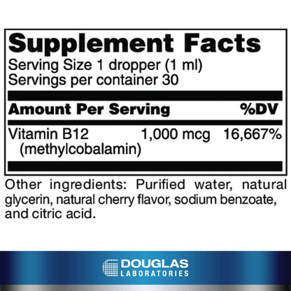 Douglas Laboratories Liquid B12 with Methylcobalamin | Neurological Health Support | 1 Fl Oz