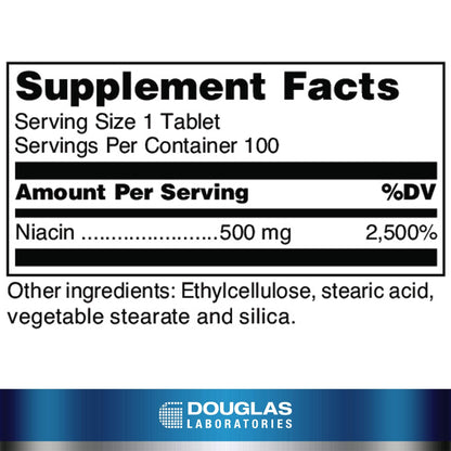 Douglas Laboratories Niatab 500 No-Flush Niacin 500 mg | Sustained Release for Cardiovascular Health | 100 Tablets