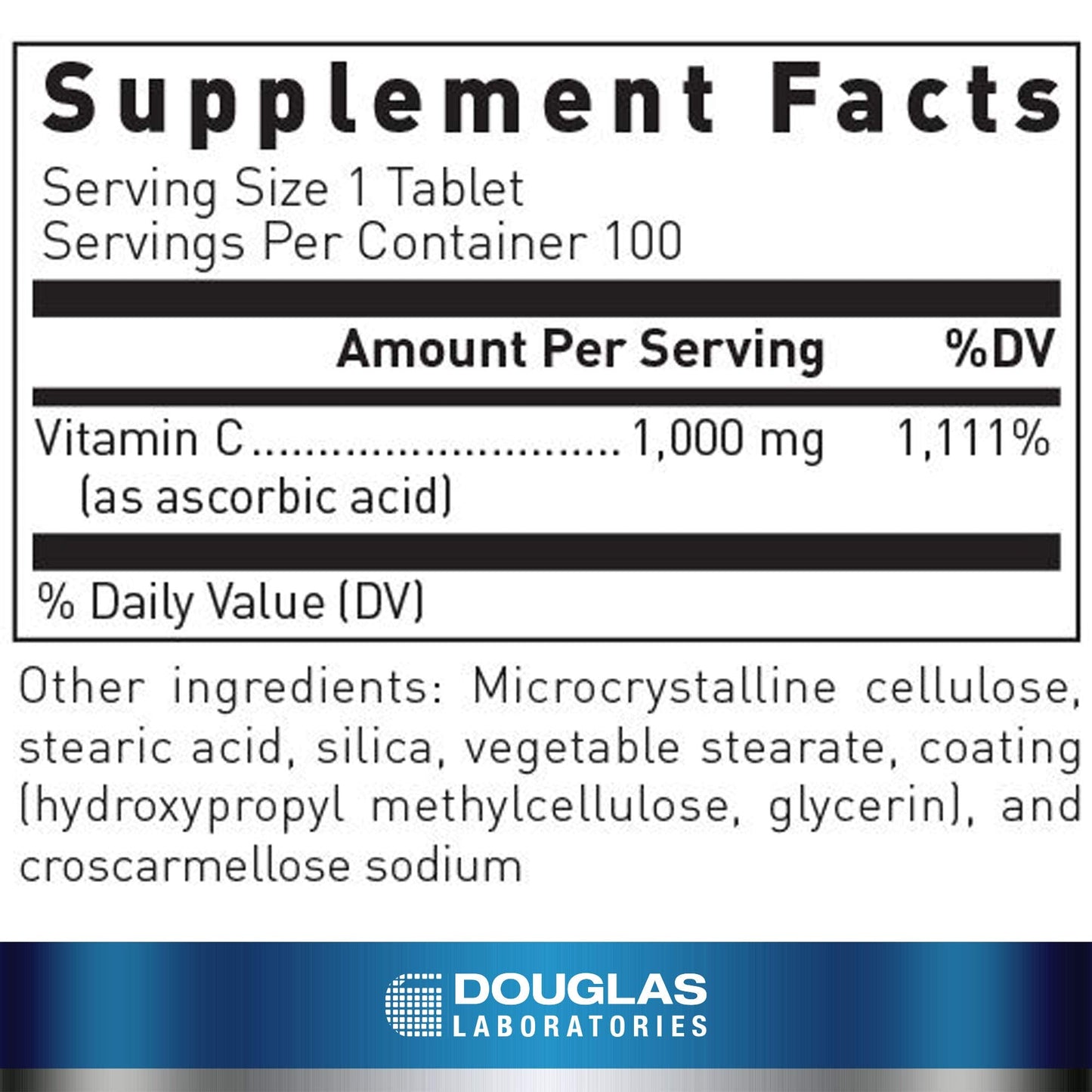 Douglas Laboratories Vitamin C – Water-Soluble Antioxidant | Immune Support & Wound Healing | 100 Tablets