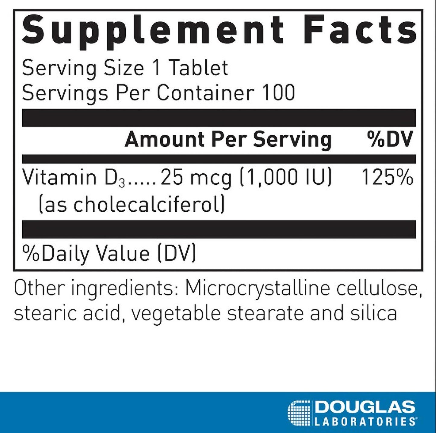 Douglas Laboratories Vitamin D3 1000 IU | Immune & Bone Health | 100 Tablets