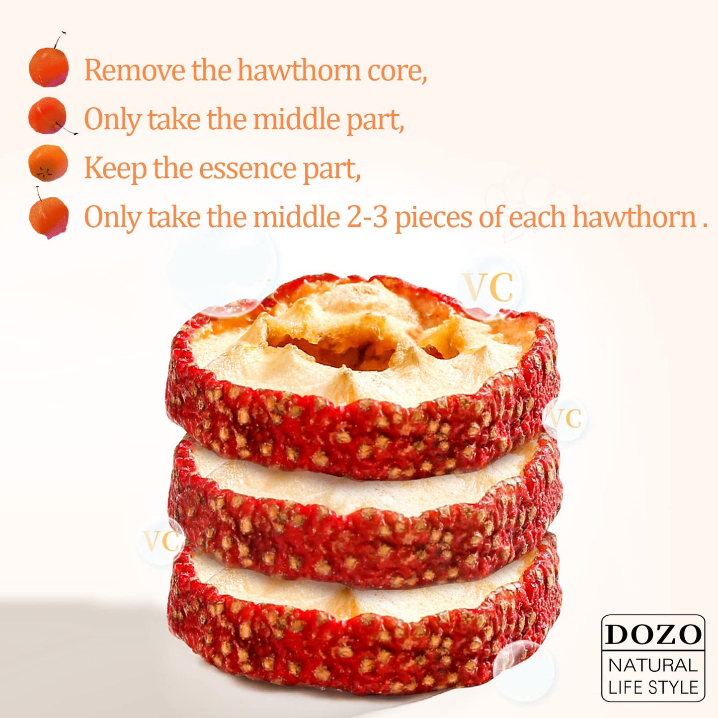 DOZO Dried Hawthorn Berries – Hawthorn Berry Tea, 8.46oz/240g, Sliced Hawthorn (Coreless) Shanzha