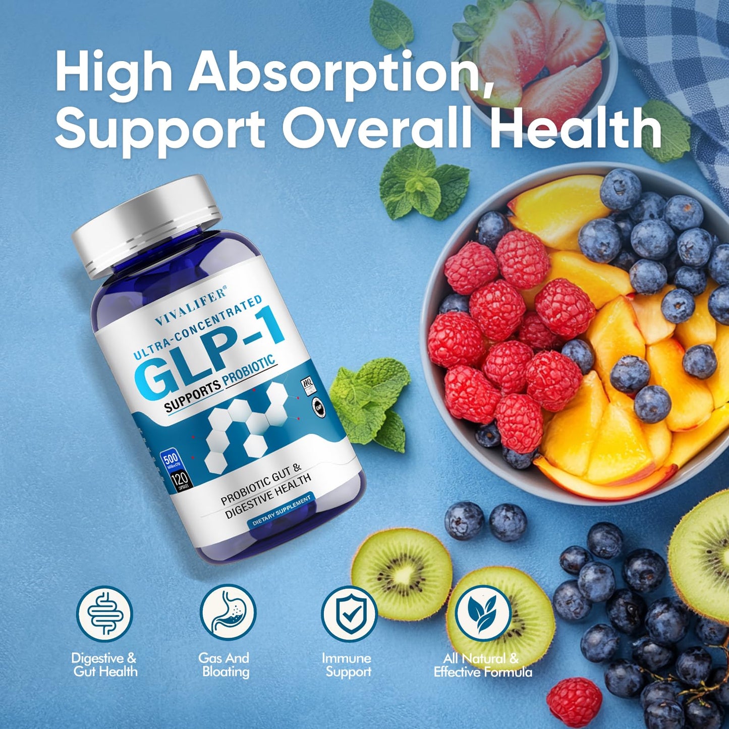 DQQI GLP-1 Booster: Akkermansia Probiotic, 120 Capsules | Metabolism & Gut Health
