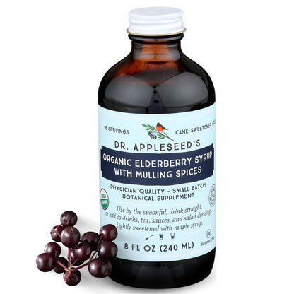 Dr. Appleseed's Organic Elderberry Syrup Max Strength 28,000mg – 8 Fl Oz (48 Day Supply)