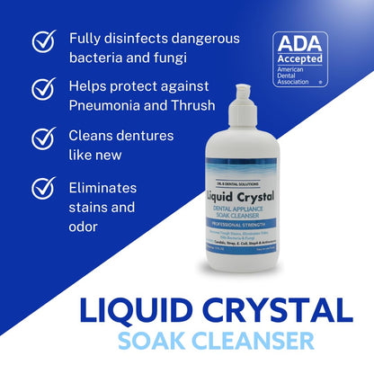 Dr. B Dental Solutions Liquid Crystal Soak Cleanser – For Dentures, Aligners, Night Guards